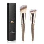 Contour Brush Set, Premium Contour Blush Bronzer Face Makeup Brushes Ideal for blending and polishing cheekbones and jawline contours Suitable for powder, liquid, and cream formulas (Angled and triangular contour brushes)